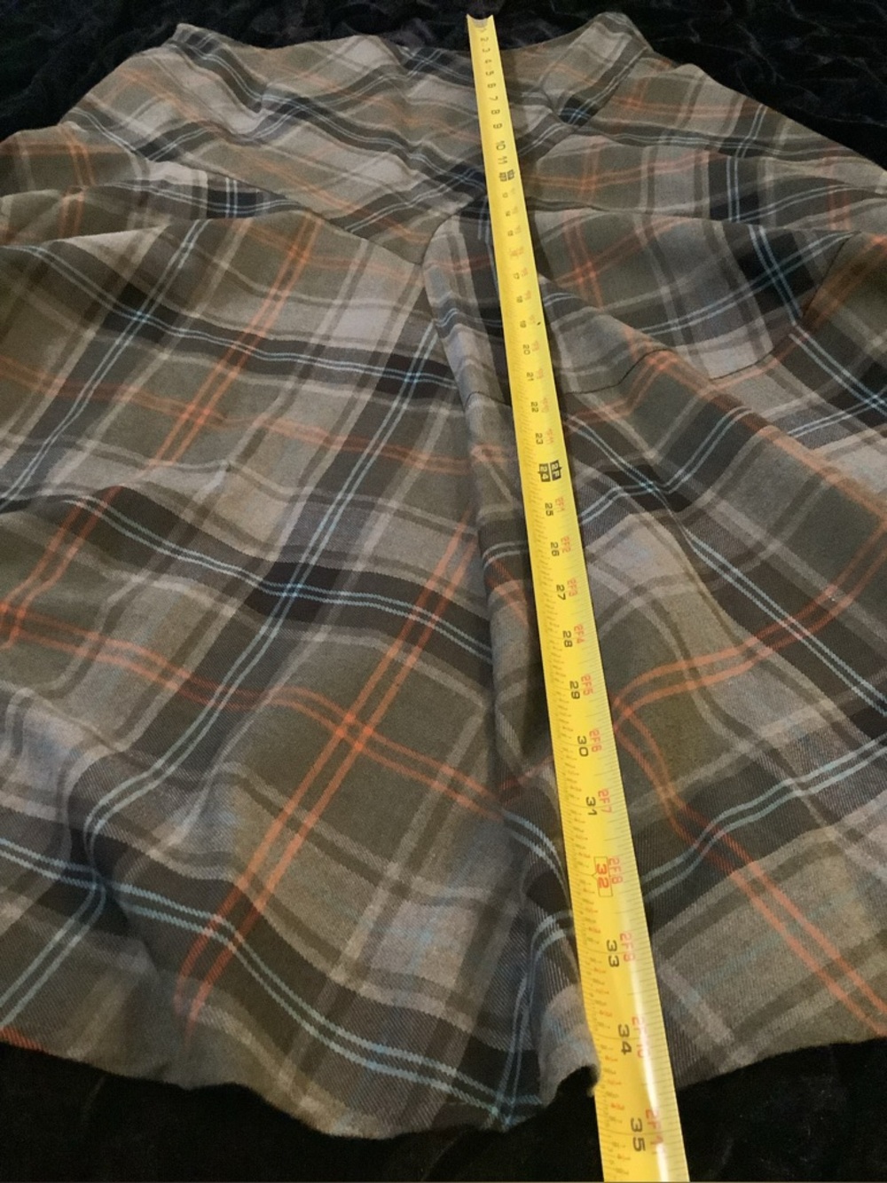 Jessica Olive Plaid Skirt with Orange & Blue Accents - Picture 10 of 10